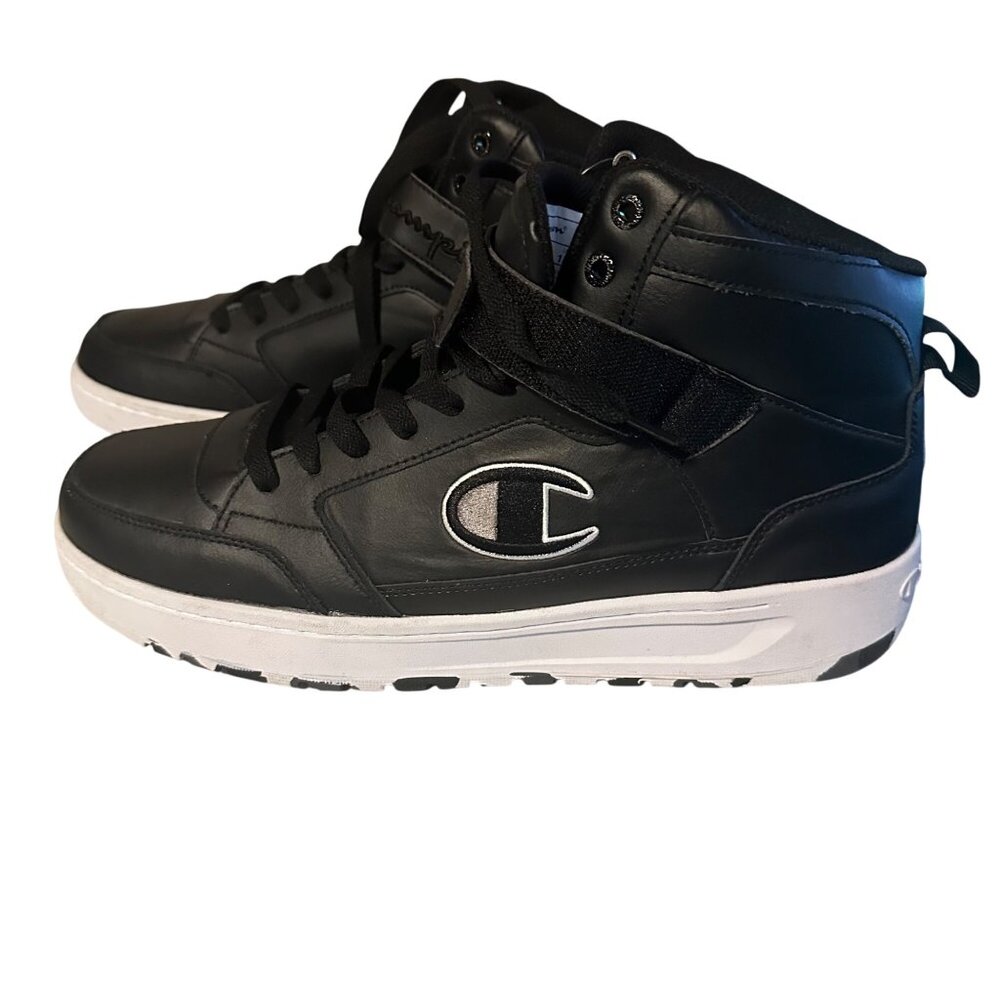 Champion black and white high top leather sneakers size 14 M